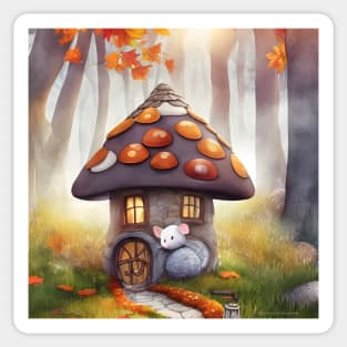 The Cute Mushroom Mouse House Sticker